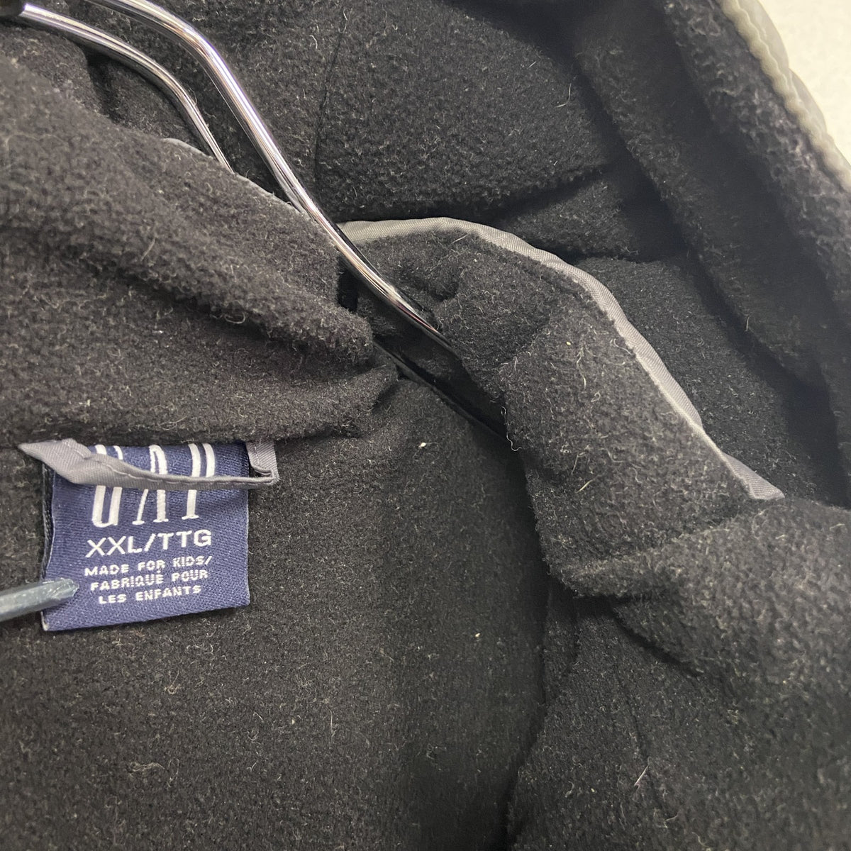 GAP　ギャップ　ダウンジャケット/フーディー　ハイネック　比翼仕立て　フラップポケット　紺　ネイビー　XXLサイズ ダウンアウター メンズ ナイロン 古着