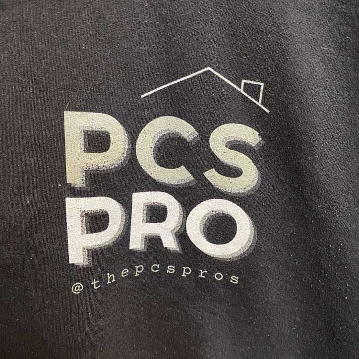 PCSPRO　スウェット/トレーナー　企業ロゴ　3連プリント　英字プリント　黒　ブラック　古着