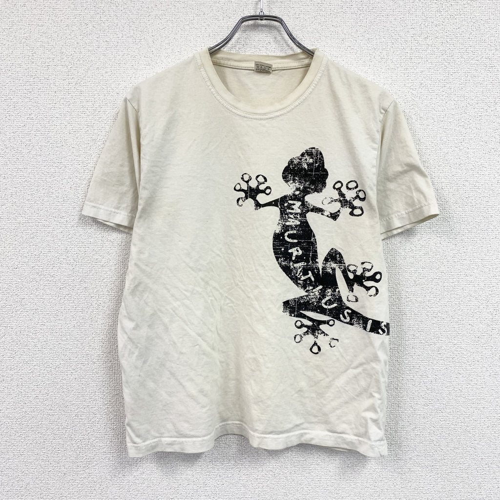 OZONE HOLIDAYS　半袖プリントアニマルTシャツ　MAURITIUS ISLAND　白　ホワイト　Mサイズ　古着