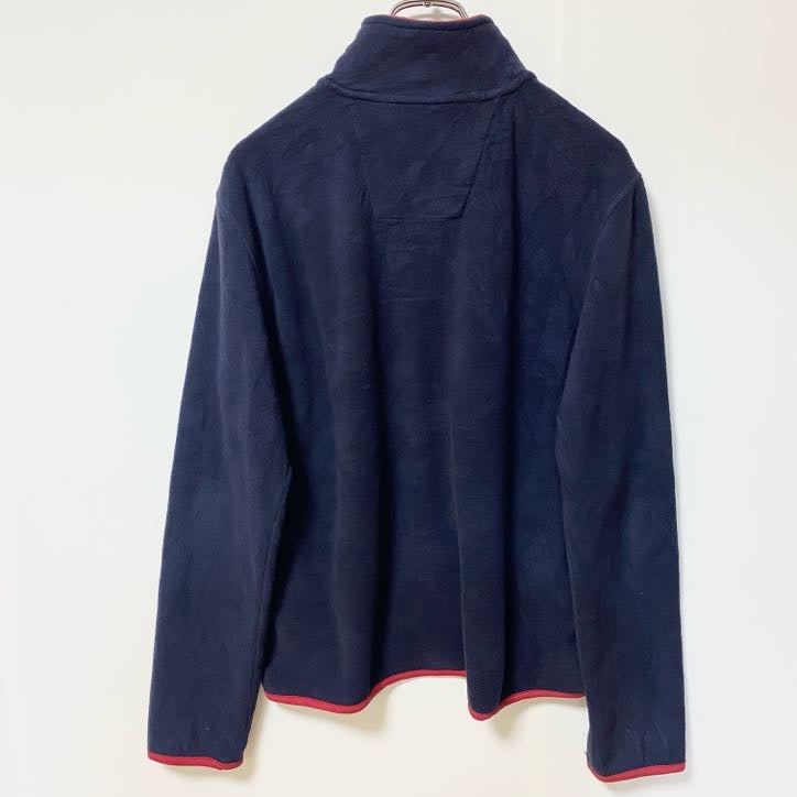 NAUTICA ノーティカ　長袖ジップアップフリースジャケット　ワンポイント刺繍　ハイネック　ネイビー　紺　XSサイズ　古着