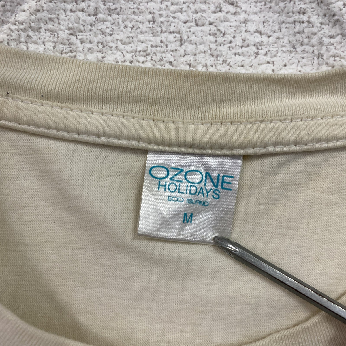 OZONE HOLIDAYS　半袖プリントアニマルTシャツ　MAURITIUS ISLAND　白　ホワイト　Mサイズ　古着