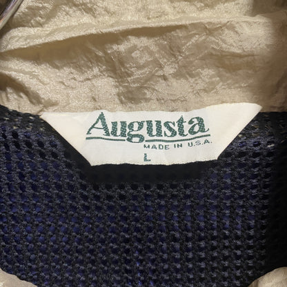 古着 used　Augusta　長袖フルジップナイロンジャケット　USA製　切り替え　ワンポイントロゴ刺繍　ネイビー　Lサイズ