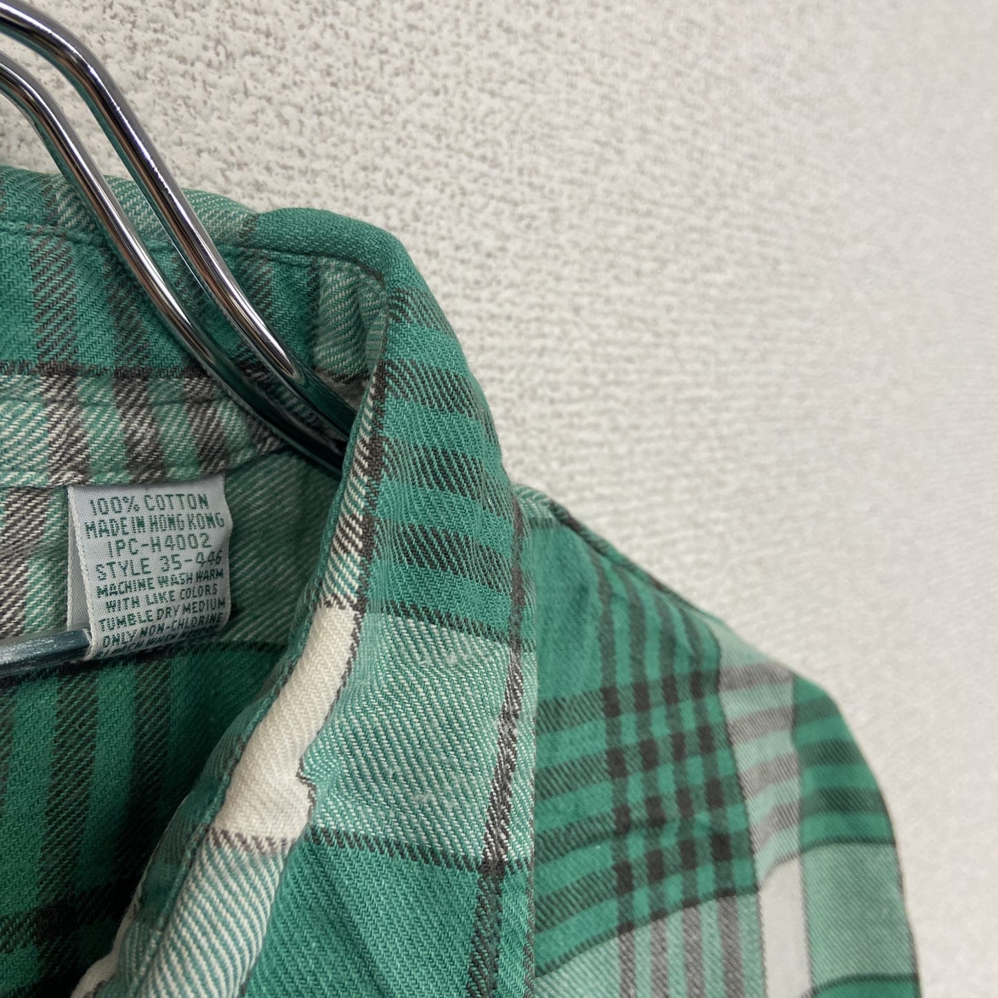 80s　OUTDOOR EXCHANGE　長袖シャツ　チェック柄　ヴィンテージ　緑　グリーン　Lサイズ