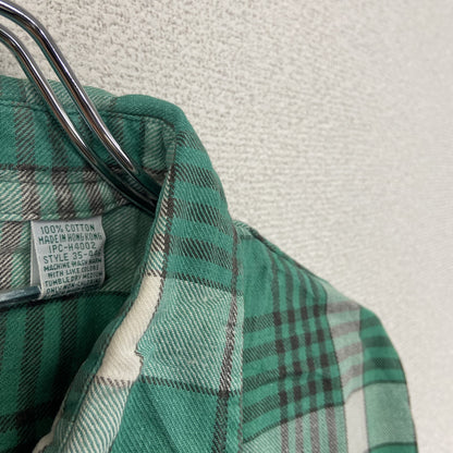 80s　OUTDOOR EXCHANGE　長袖シャツ　チェック柄　ヴィンテージ　緑　グリーン　Lサイズ