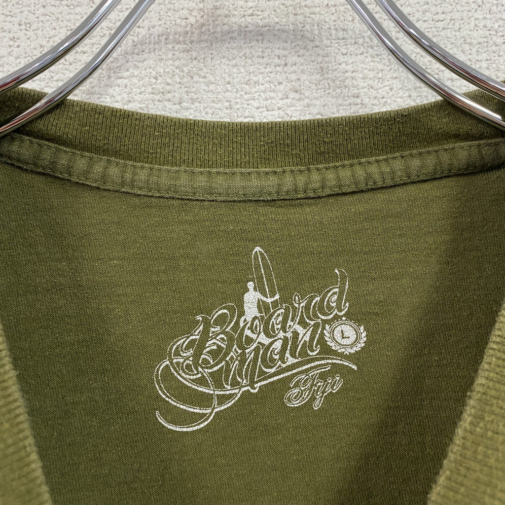 Board Man　半袖プリントTシャツ　surf　サーフィン　サーファー　カーキ　Lサイズ　古着