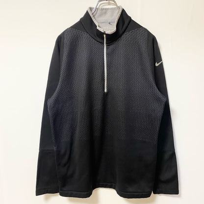 古着 used　NIKEGOLF ナイキゴルフ　長袖ハーフジップトレーニングウェア　裏フリース　ワンポイントプリント　黒　Mサイズ