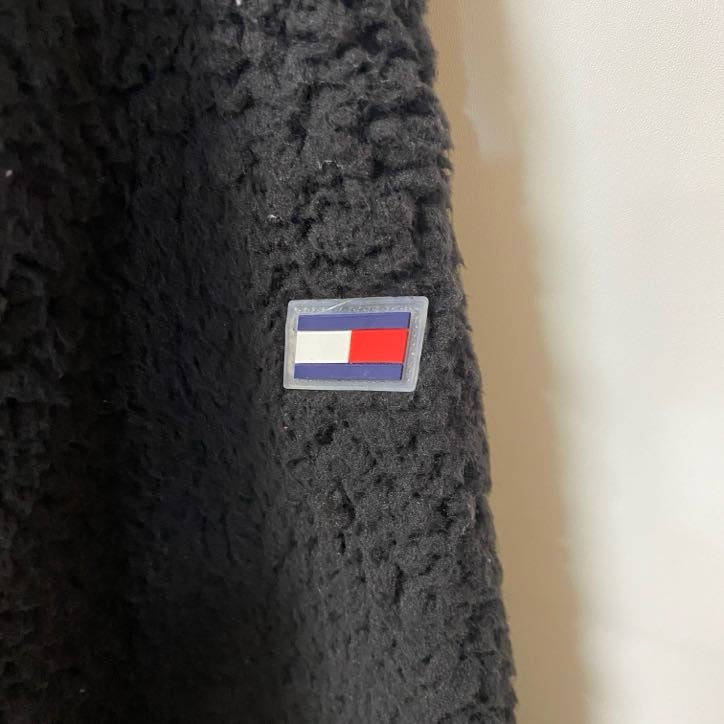 古着 used　TOMMY HILFIGER トミーヒルフィガー　長袖ハーフジップフリースジャケット　プルオーバー　黒　XLサイズ