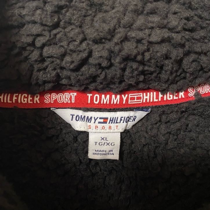 古着 used　TOMMY HILFIGER トミーヒルフィガー　長袖ハーフジップフリースジャケット　プルオーバー　黒　XLサイズ
