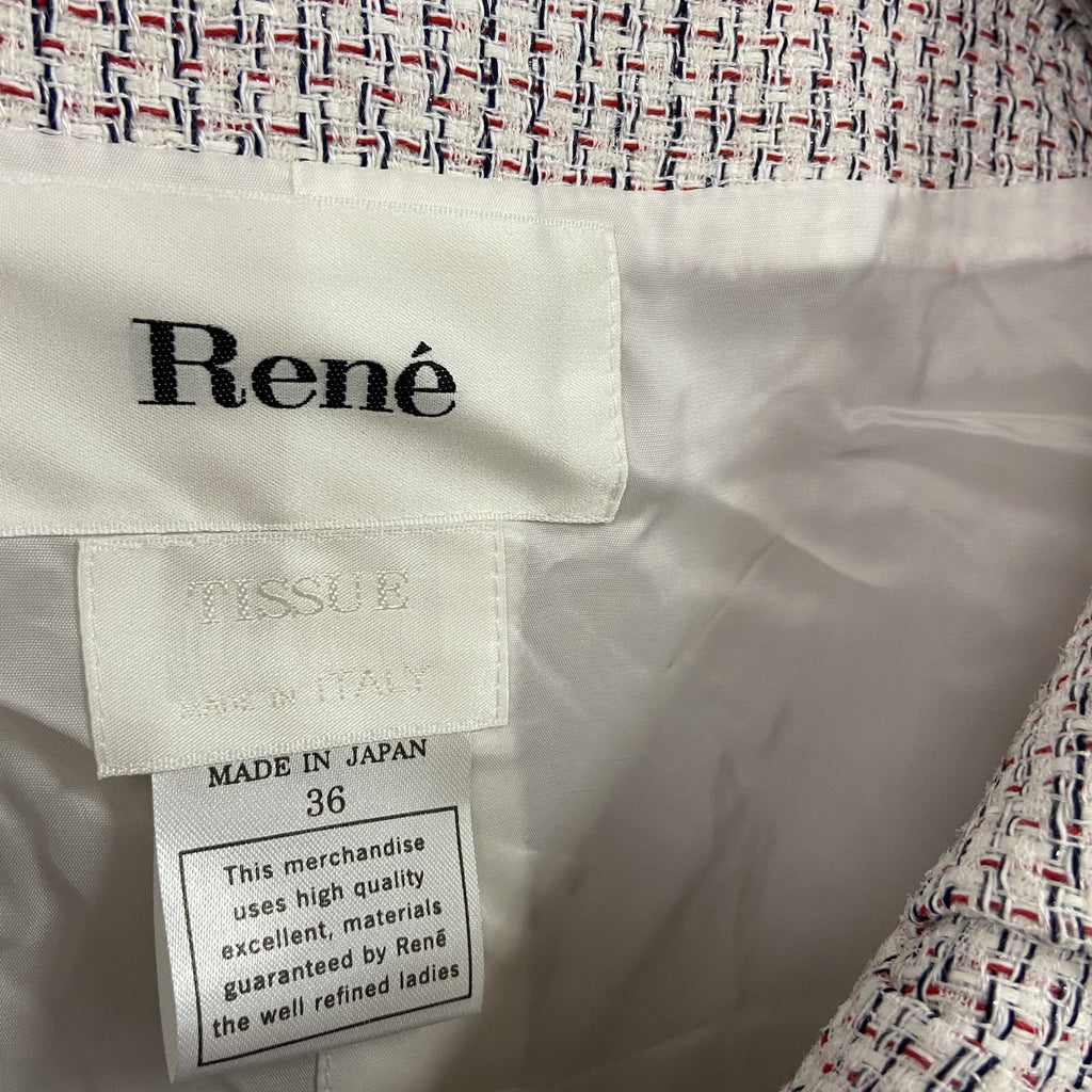 Rene　ルネ　ファンシーツイードジャケット/ナイロンジャケット　フック開き　マルチカラー　36サイズ　古着
