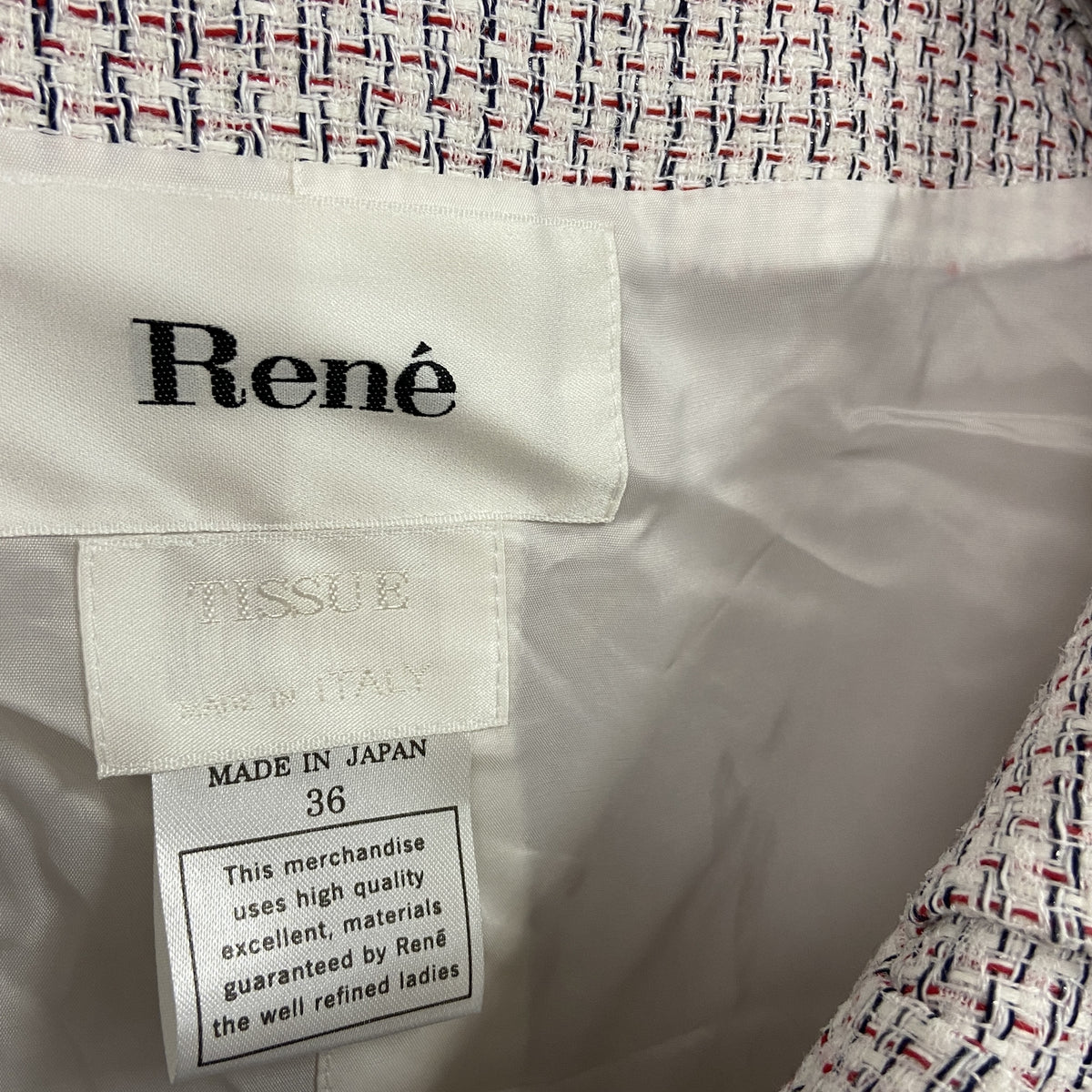 Rene　ルネ　ファンシーツイードジャケット/ナイロンジャケット　フック開き　マルチカラー　36サイズ　古着