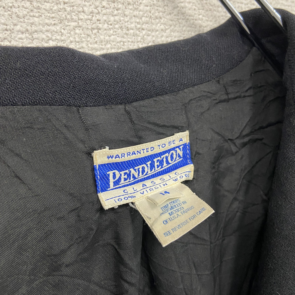 90s　PENDELTON　ペンドルトン　ウールテーラードジャケット　1B　ヴィンテージ　黒　ブラック　14サイズ　古着