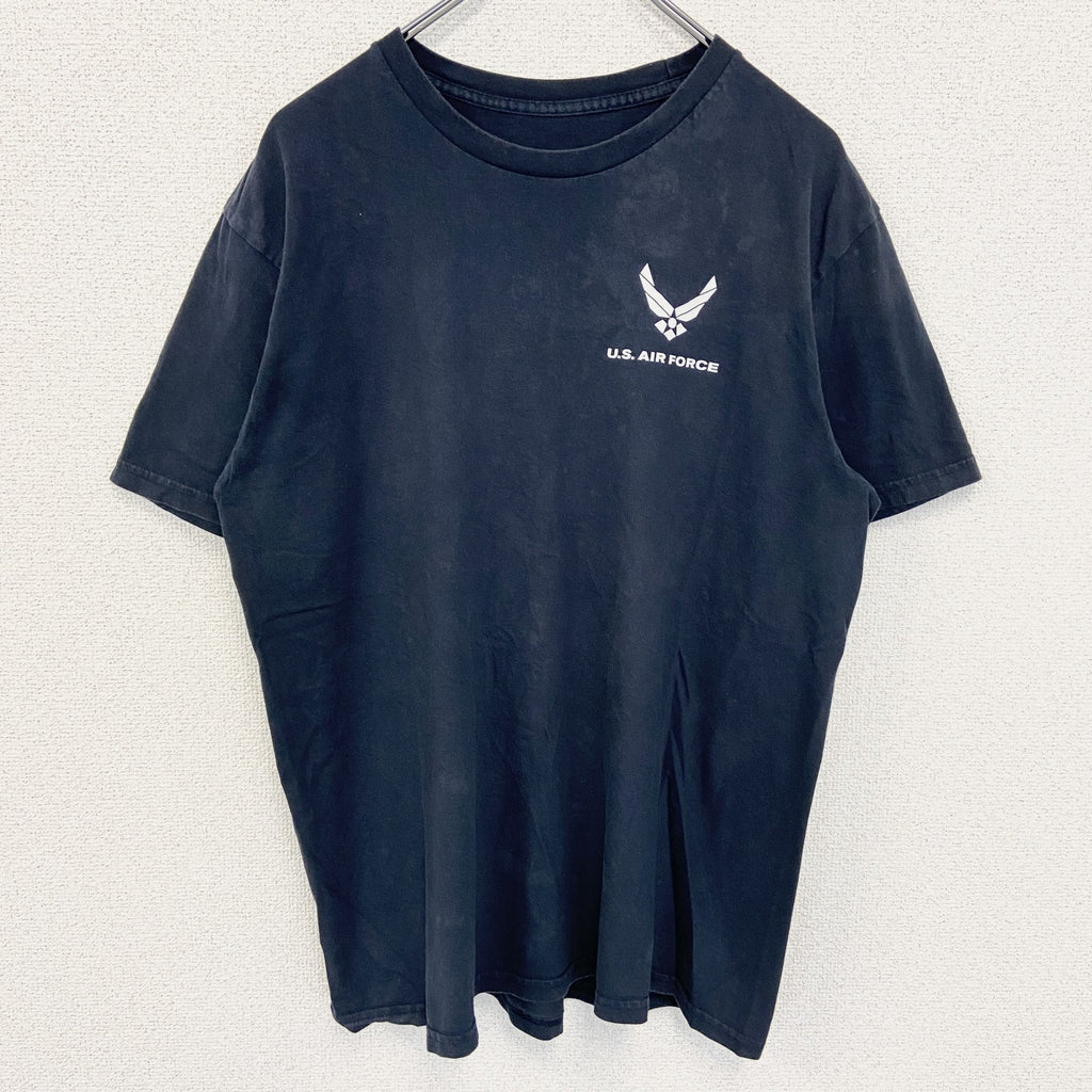 U.S.AIR FORCE ユーエスエアフォース　半袖プリントＴシャツ　アメリカ空軍　黒　ブラック　クルーネック　古着