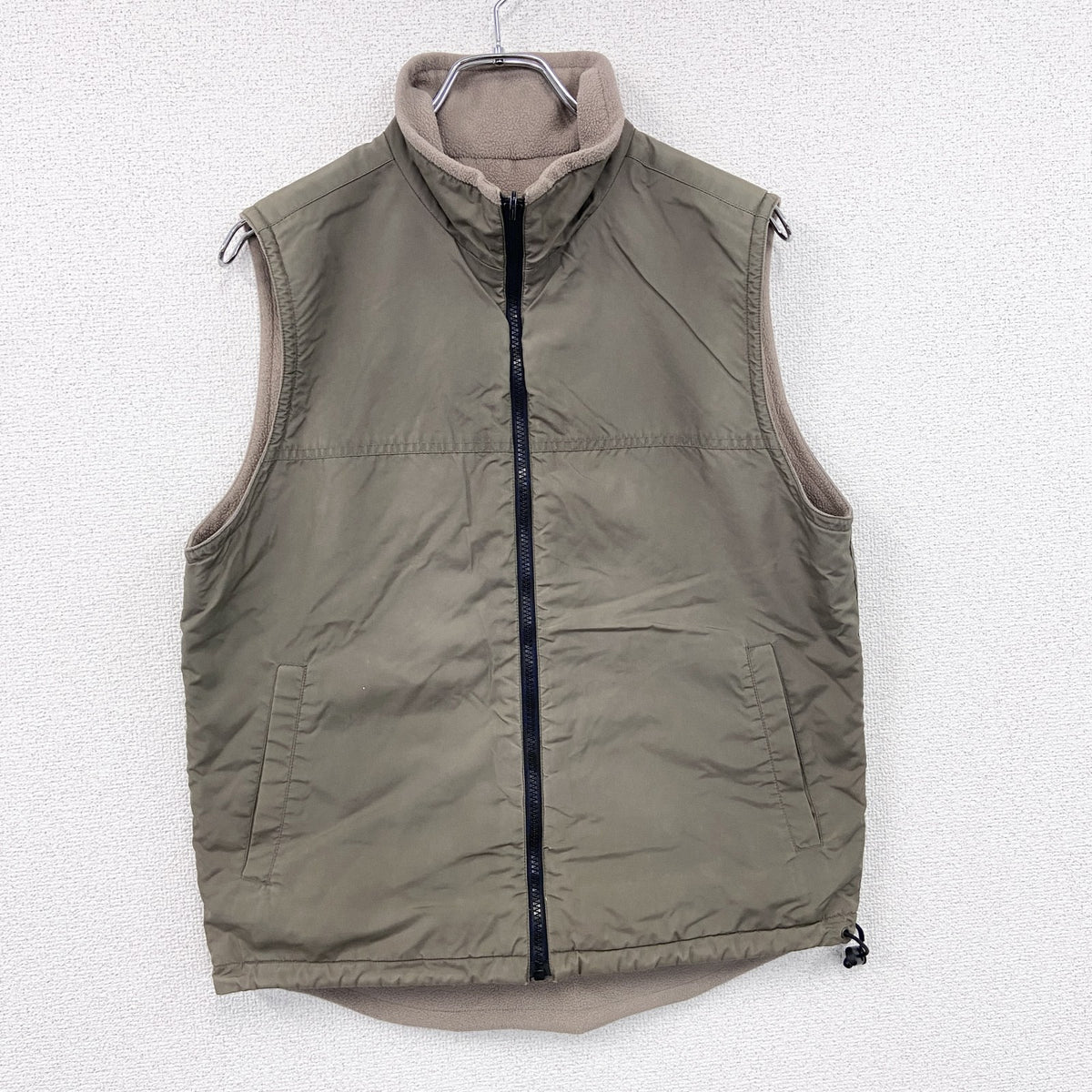 00s　OLD UNIQLO　オールドユニクロ　フルジップフリースベスト　リバーシブル　ヴィンテージ　ベージュ　古着