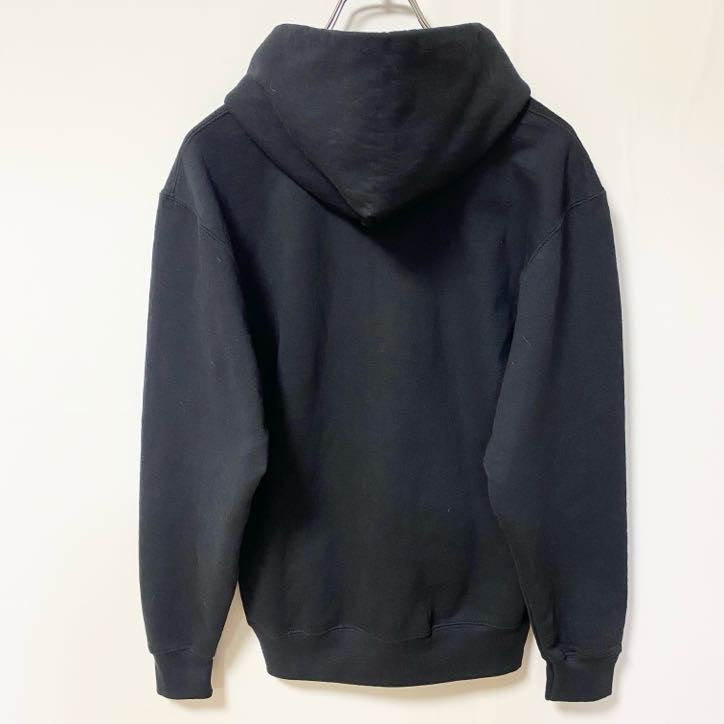 PORT＆COMPANY　長袖プリントパーカー　フード付きスウェット　馬　アニマル　黒　ブラック　秋冬服　古着