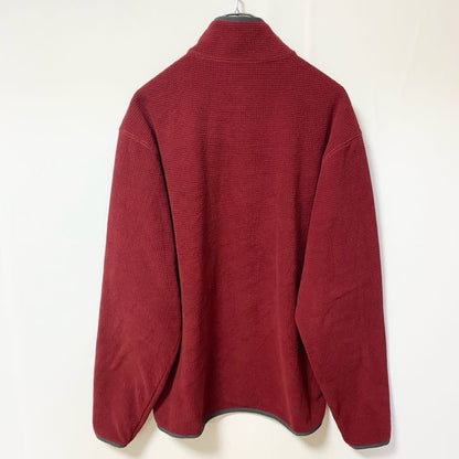 古着 used　Eddie Bauer　エディーバウアー　長袖ハイネックハーフジップフリース　ワンポイント刺繍　レッド　Mサイズ