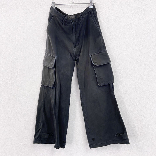 CLEL　クレイル　M-47タイプ　ミリタリーフレアカーゴパンツ　フェード　黒　ブラック　Lサイズ　
