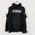 PUMA　プーマ　スウェットパーカー/フーディー　ハイネック　3Dプリント　デカロゴ　スポーツ　黒　ブラック　Mサイズ　古着