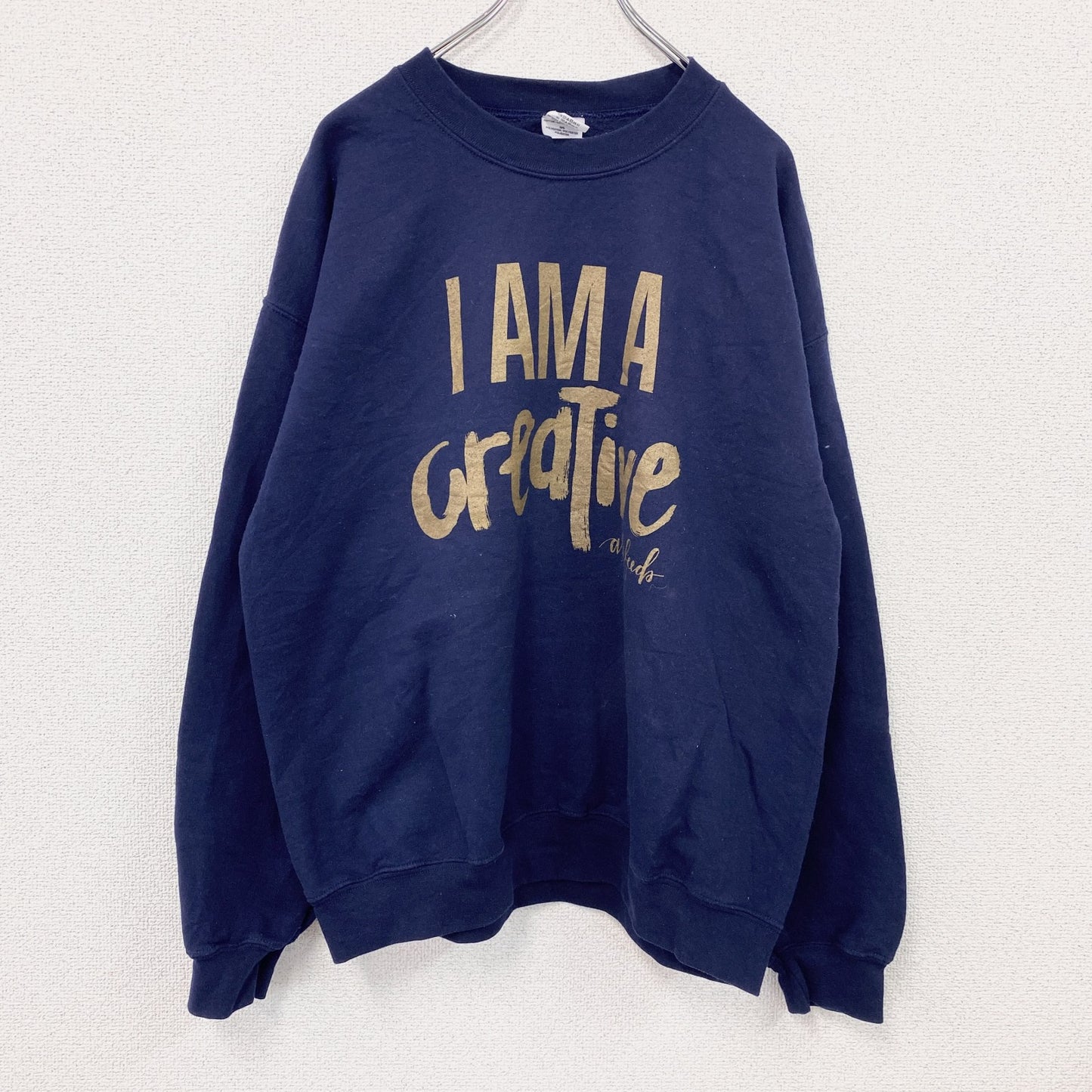 GILDAN　スウェット/トレーナー　I AM A creaTive　紺　ネイビー　Lサイズ
