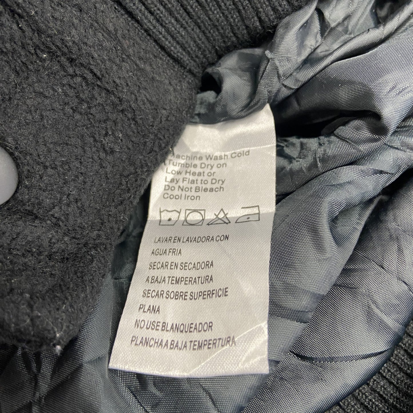 90s～　PAGE&TUTTLE　フリースボタンスタジャン　レザー切り替え　ヴィンテージ　黒　ブラック　Sサイズ