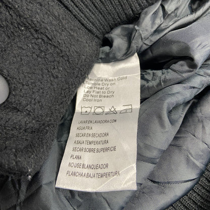 90s～　PAGE&TUTTLE　フリースボタンスタジャン　レザー切り替え　ヴィンテージ　黒　ブラック　Sサイズ