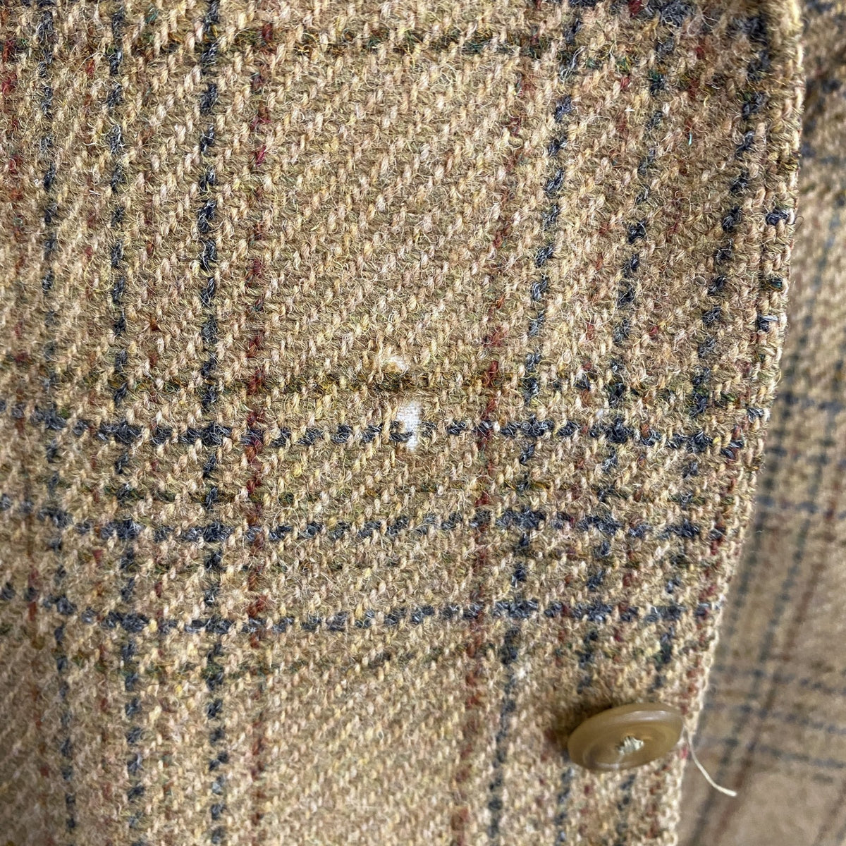 LANDSEND　ランズエンド　Harris Tweed　ハリスツイード　テーラードジャケット　チェック柄　ブラウン　古着