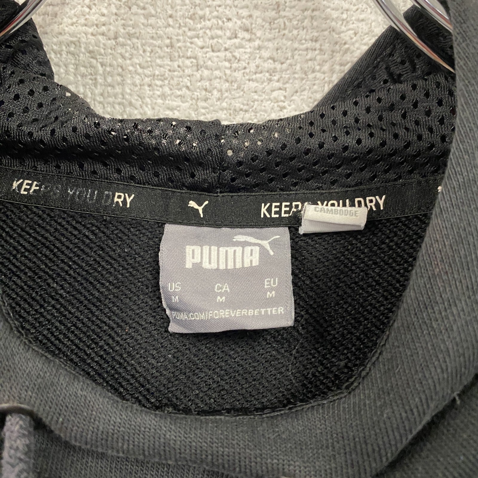 PUMA　プーマ　スウェットパーカー/フーディー　ハイネック　3Dプリント　デカロゴ　スポーツ　黒　ブラック　Mサイズ　古着