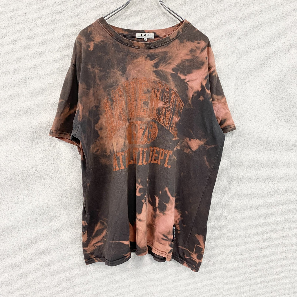 T・A・L　半袖プリントTシャツ　タイダイ柄　黒　ブラック　オレンジ　5Lサイズ　