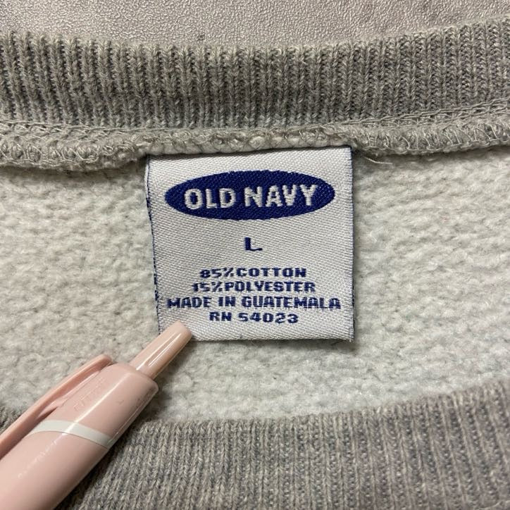 古着 used　90s　OLDNAVY　オールドネイビー　長袖無地スウェット　トレーナー　ノームコア　グレー　Lサイズ