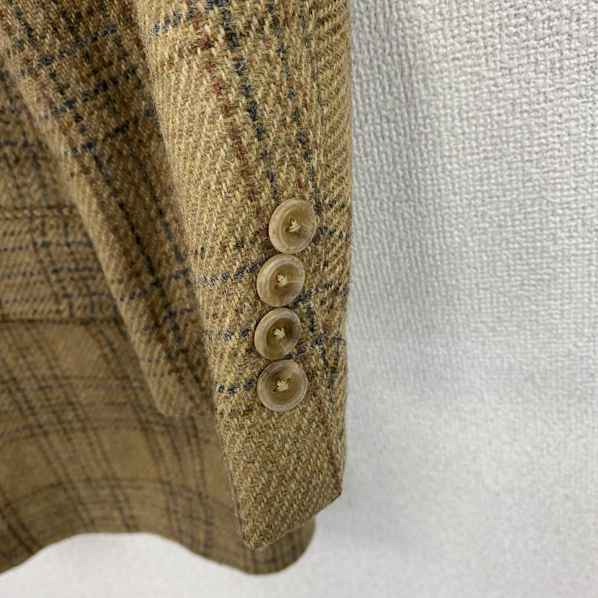LANDSEND　ランズエンド　Harris Tweed　ハリスツイード　テーラードジャケット　チェック柄　ブラウン　古着