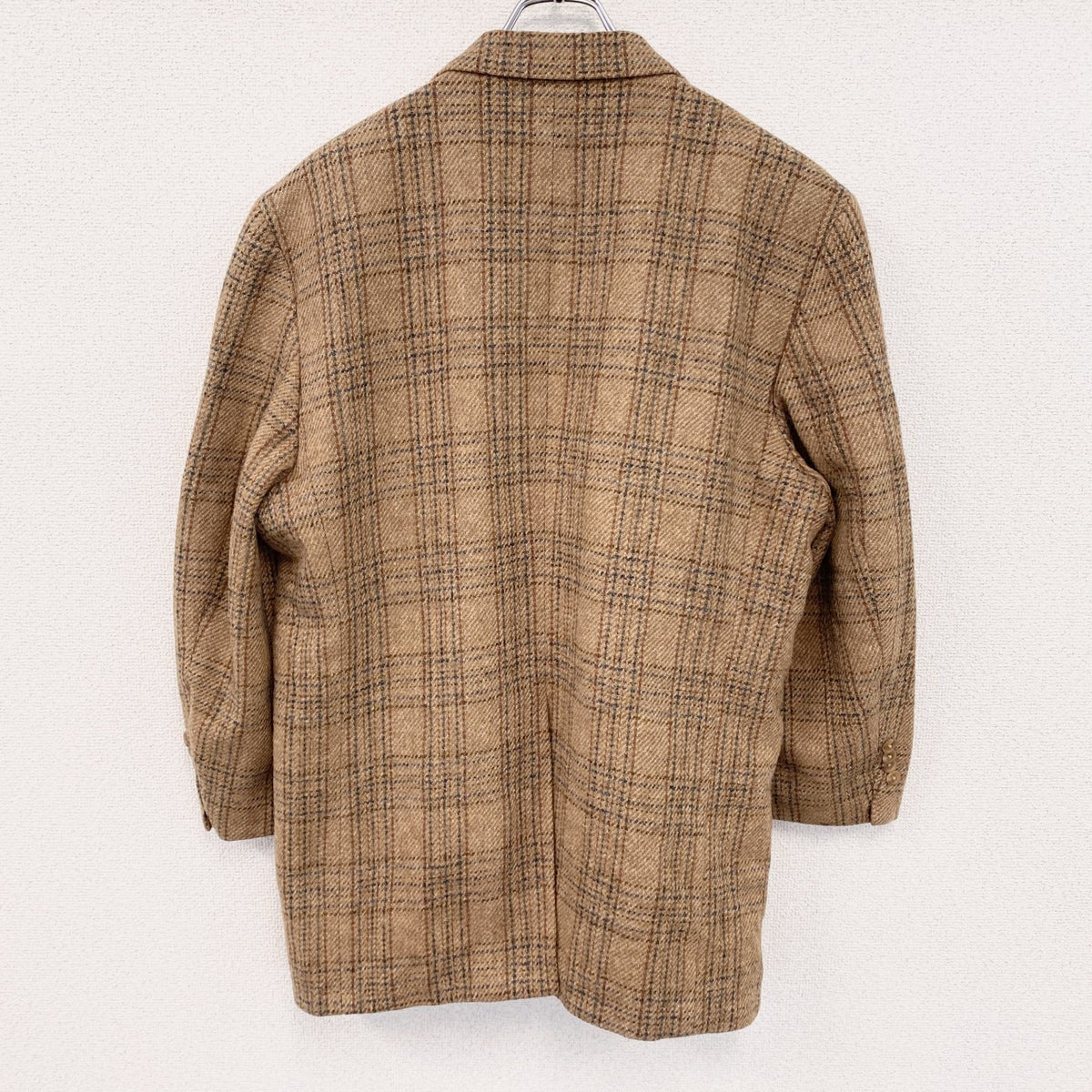 LANDSEND　ランズエンド　Harris Tweed　ハリスツイード　テーラードジャケット　チェック柄　ブラウン　古着