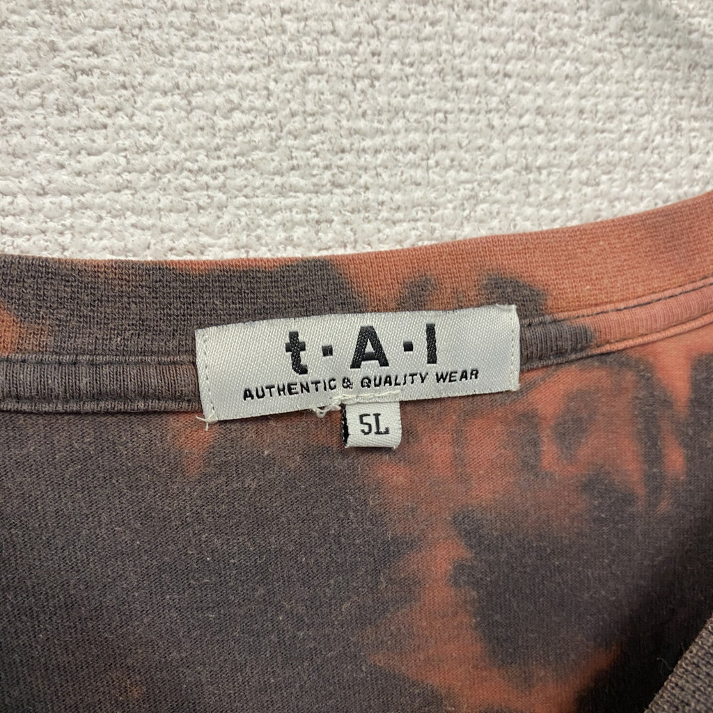 T・A・L　半袖プリントTシャツ　タイダイ柄　黒　ブラック　オレンジ　5Lサイズ　