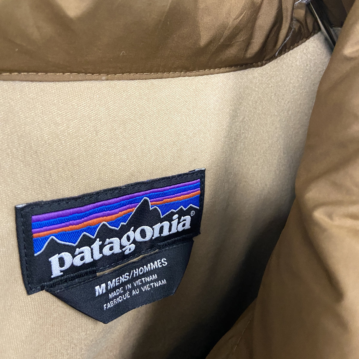 Patagonia　パタゴニア　ダウンジャケット　ダウン75％　バイカラー　茶色　ブラウン　ベージュ　Mサイズ　古着