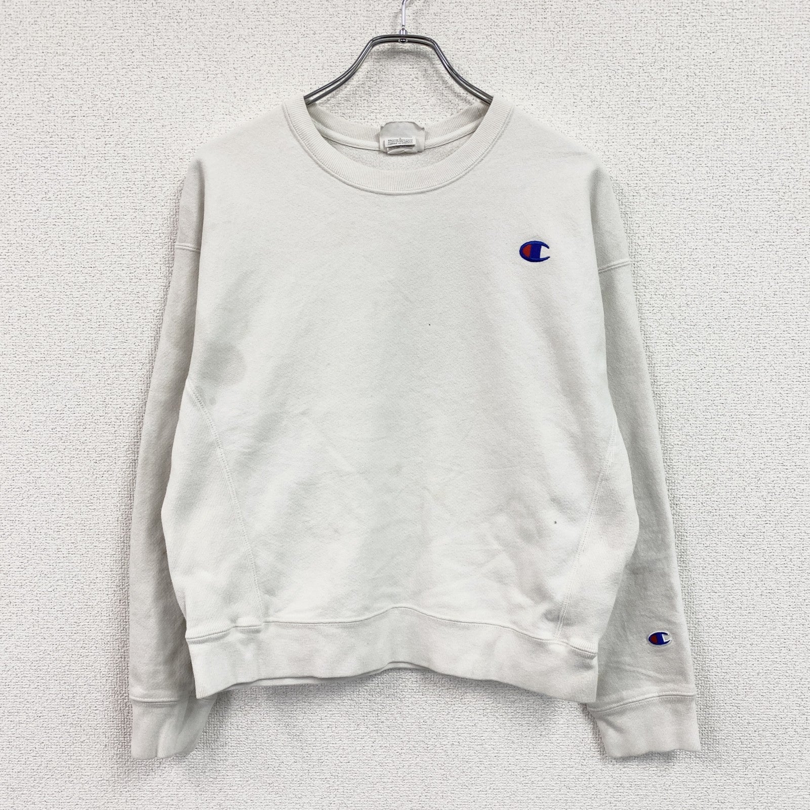 Champion　チャンピオン　リバースウィーブ　スウェット/トレーナー　ヘビーウエイト　刺繍ロゴ　現行　白　ホワイト　Lサイズ　古着