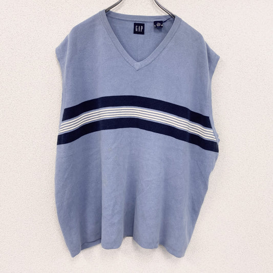 90s　OLD GAP　オールドギャップ　コットンニットベスト　ヴィンテージ　水色　ライトブルー　2XLサイズ