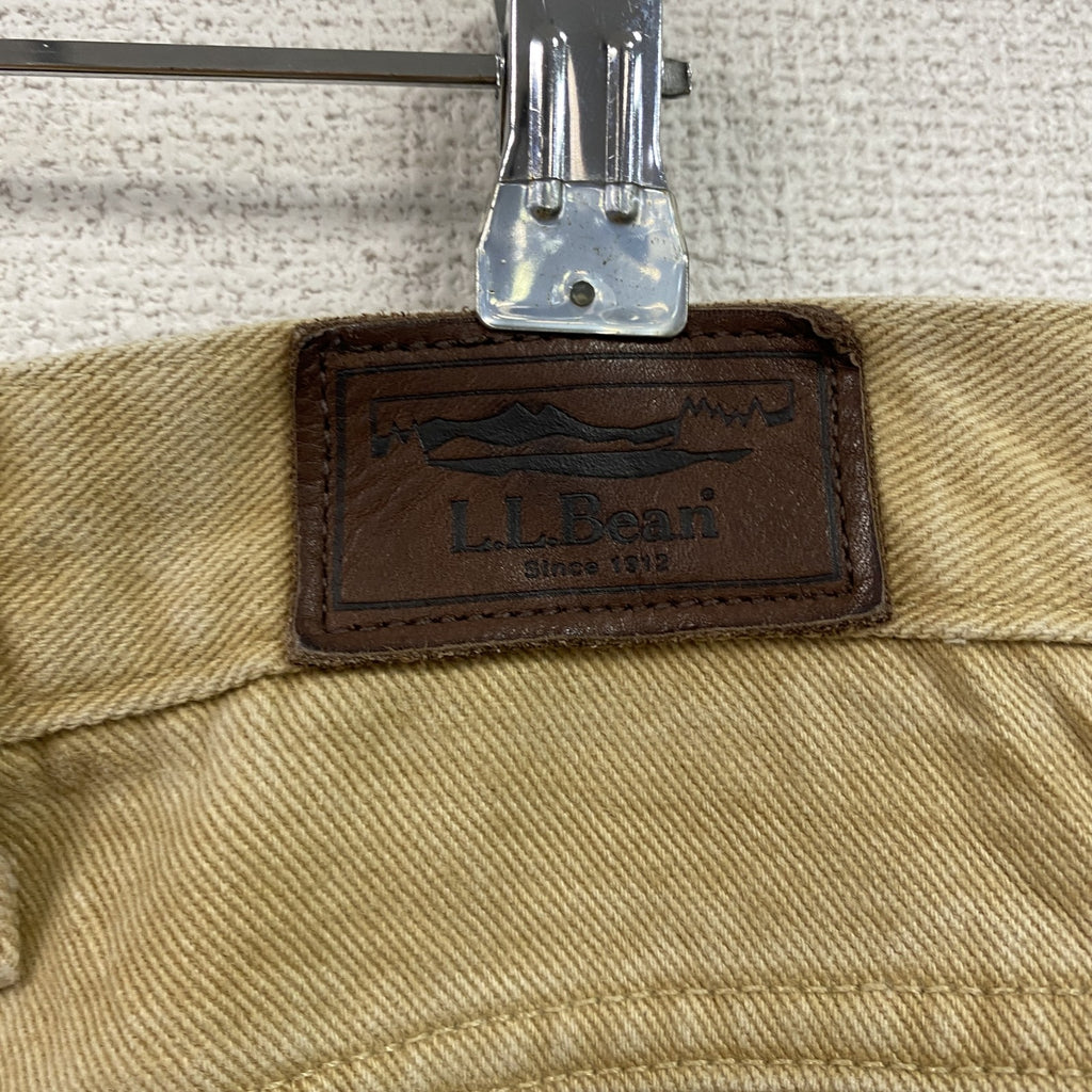 ～00s　L.L.Bean　エルエルビーン　デニムパンツ/ジーンズ　ジップフライ　革パッチ　ネル生地ライナー　ベージュ　W44サイズ　古着