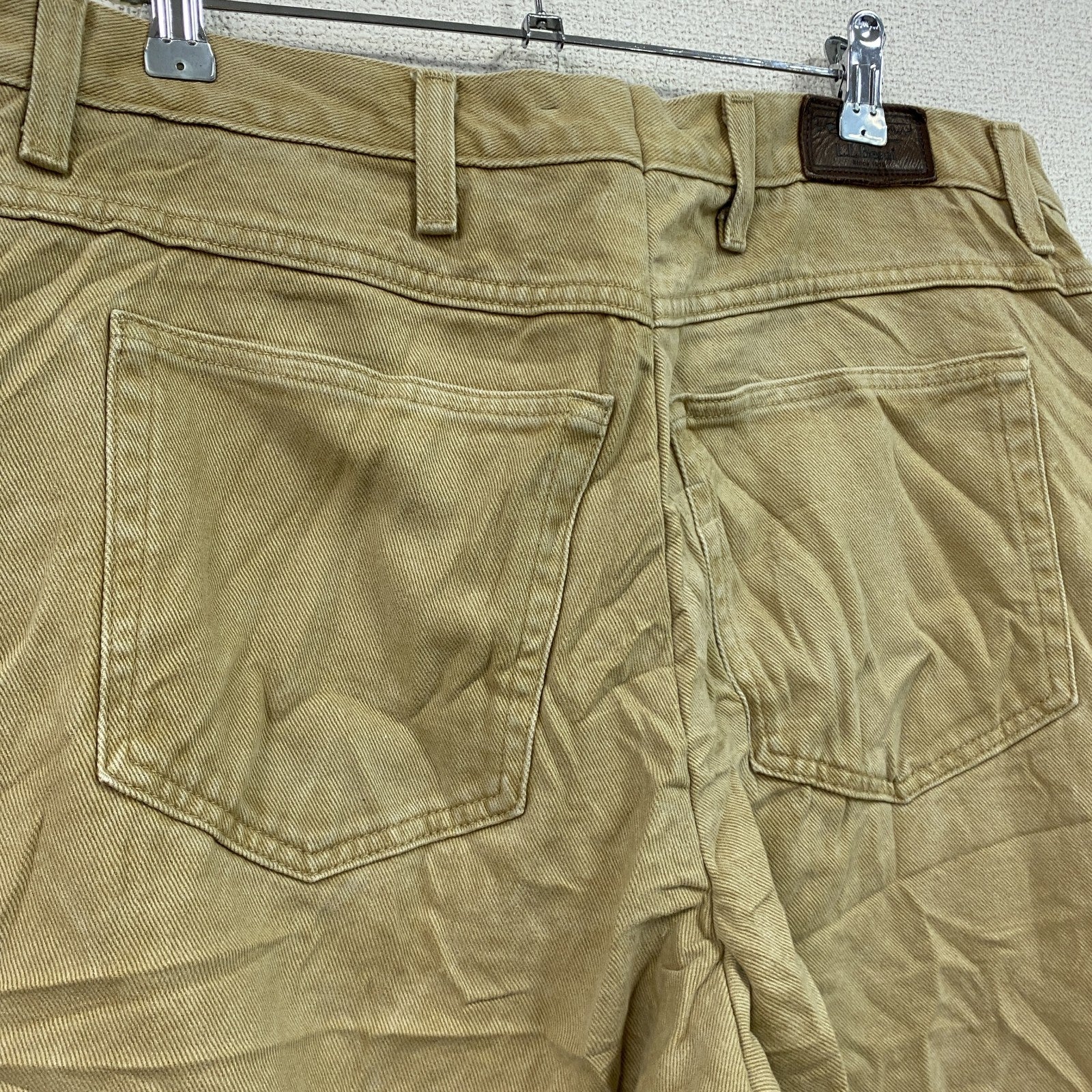 ～00s　L.L.Bean　エルエルビーン　デニムパンツ/ジーンズ　ジップフライ　革パッチ　ネル生地ライナー　ベージュ　W44サイズ　古着