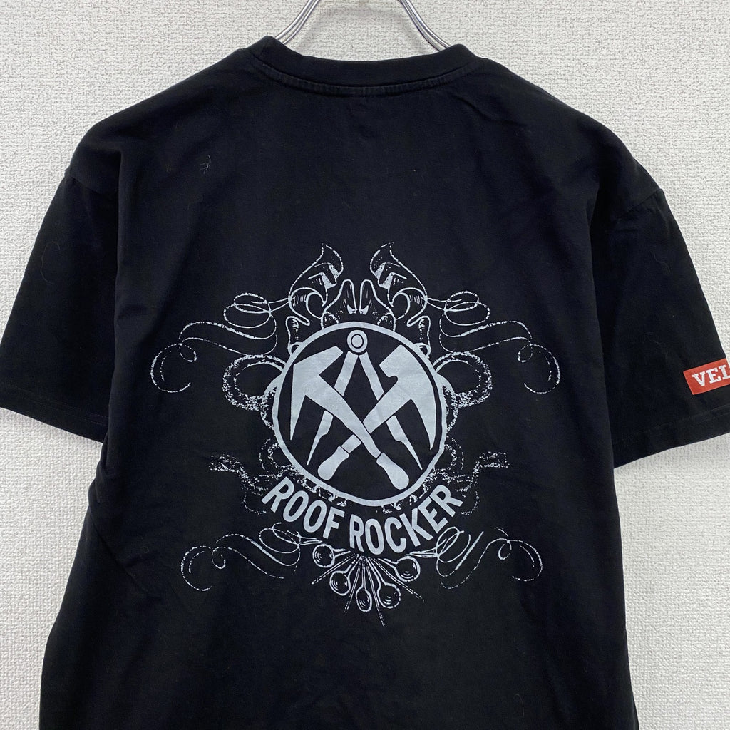 B&C　半袖プリントTシャツ　両面プリント　ROOF ROCKER　ハンマー　アーチプリント　デカロゴ　黒　ブラック　Mサイズ　古着