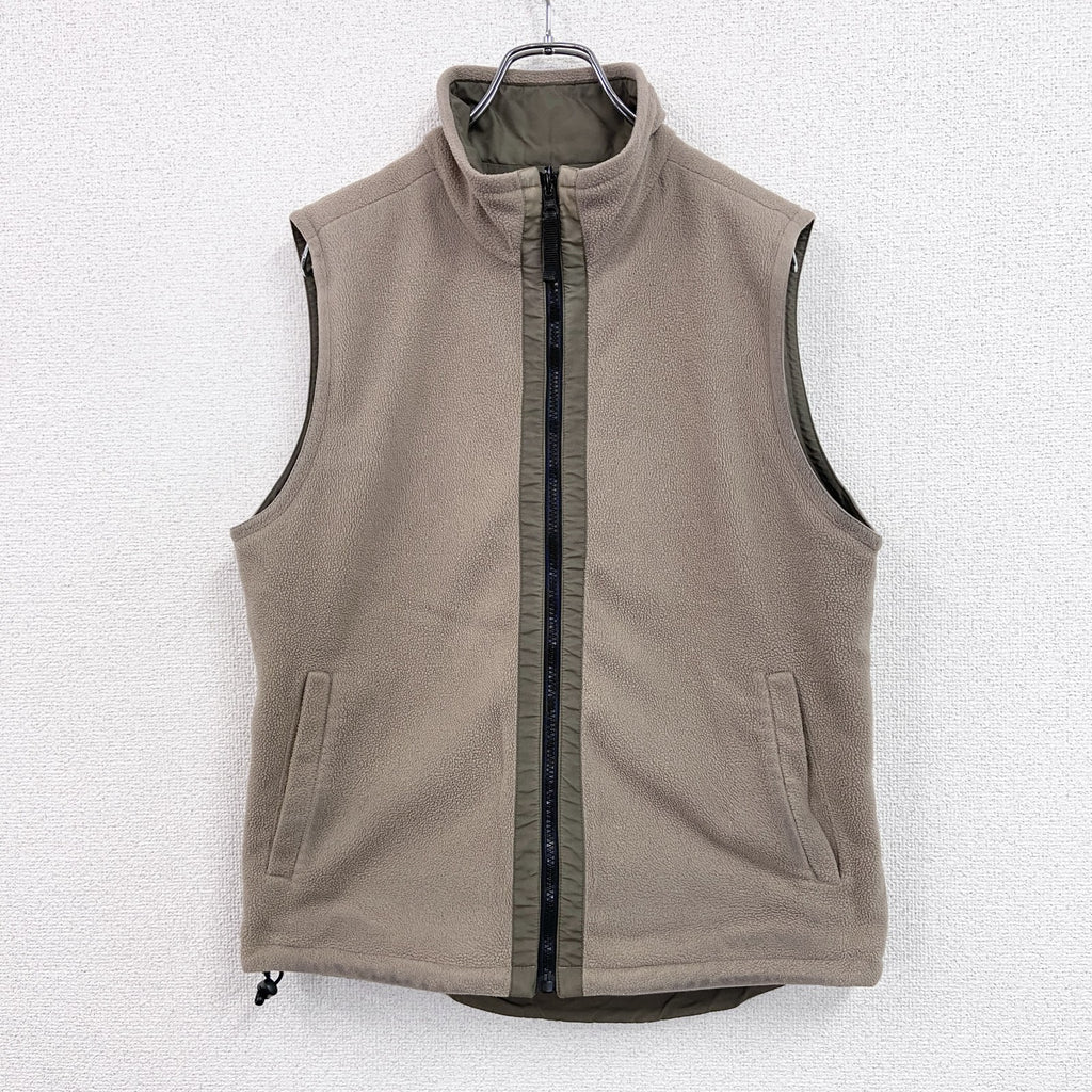 00s　OLD UNIQLO　オールドユニクロ　フルジップフリースベスト　リバーシブル　ヴィンテージ　ベージュ　古着