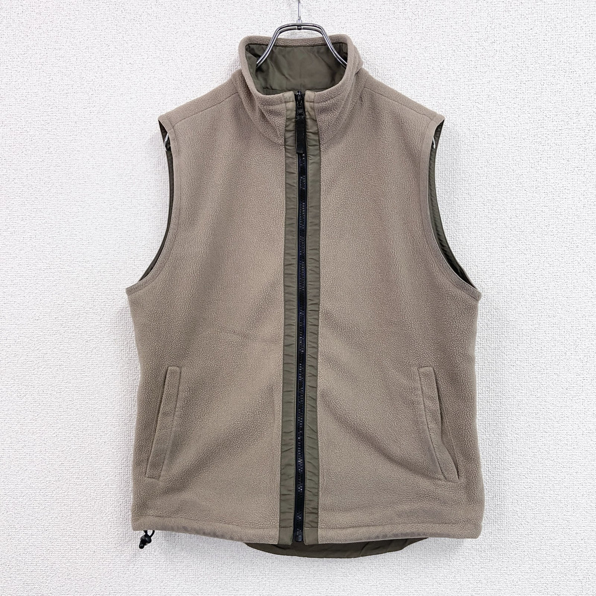 00s　OLD UNIQLO　オールドユニクロ　フルジップフリースベスト　リバーシブル　ヴィンテージ　ベージュ　古着