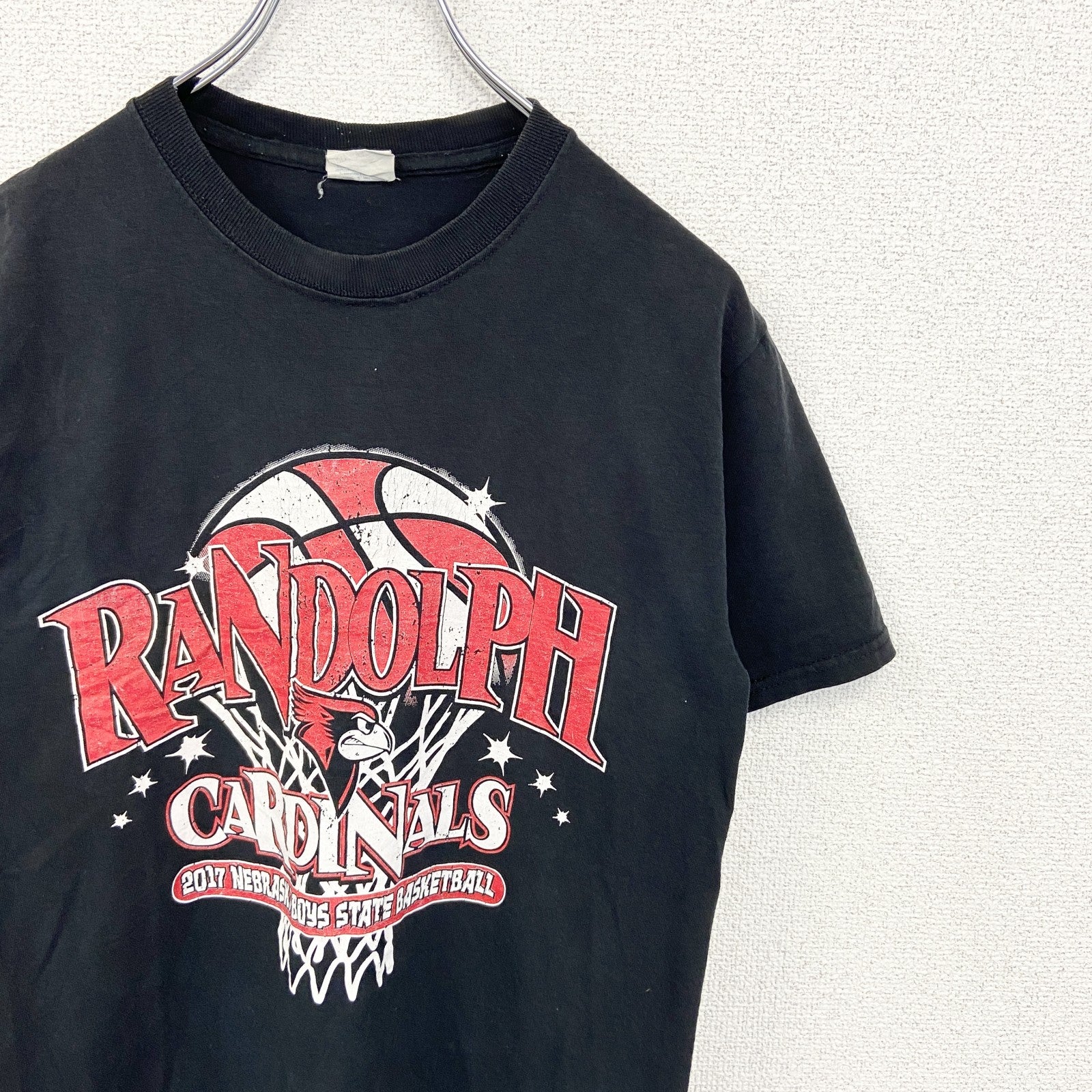 JERZEES ジャージーズ　半袖プリントTシャツ　バックプリント　CARDINALS　黒　ブラック　クルーネック　古着