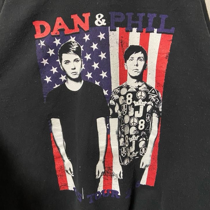 古着 used　GILDAN　ギルダン　長袖プリントスウェット　トレーナー　DAN&PHIL　ツアー2016　黒　XLサイズ