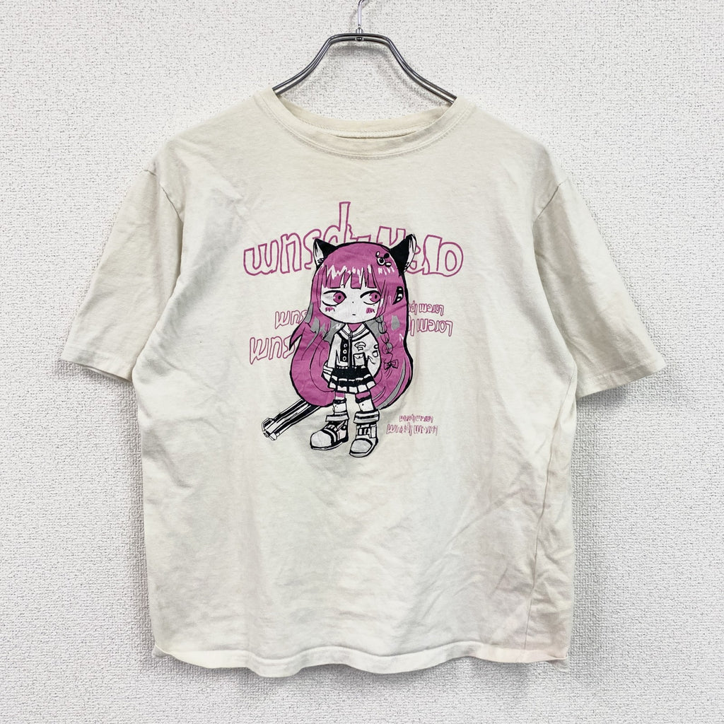 半袖プリントTシャツ　キャラクターT　サブカルチャー　白　ホワイト　古着