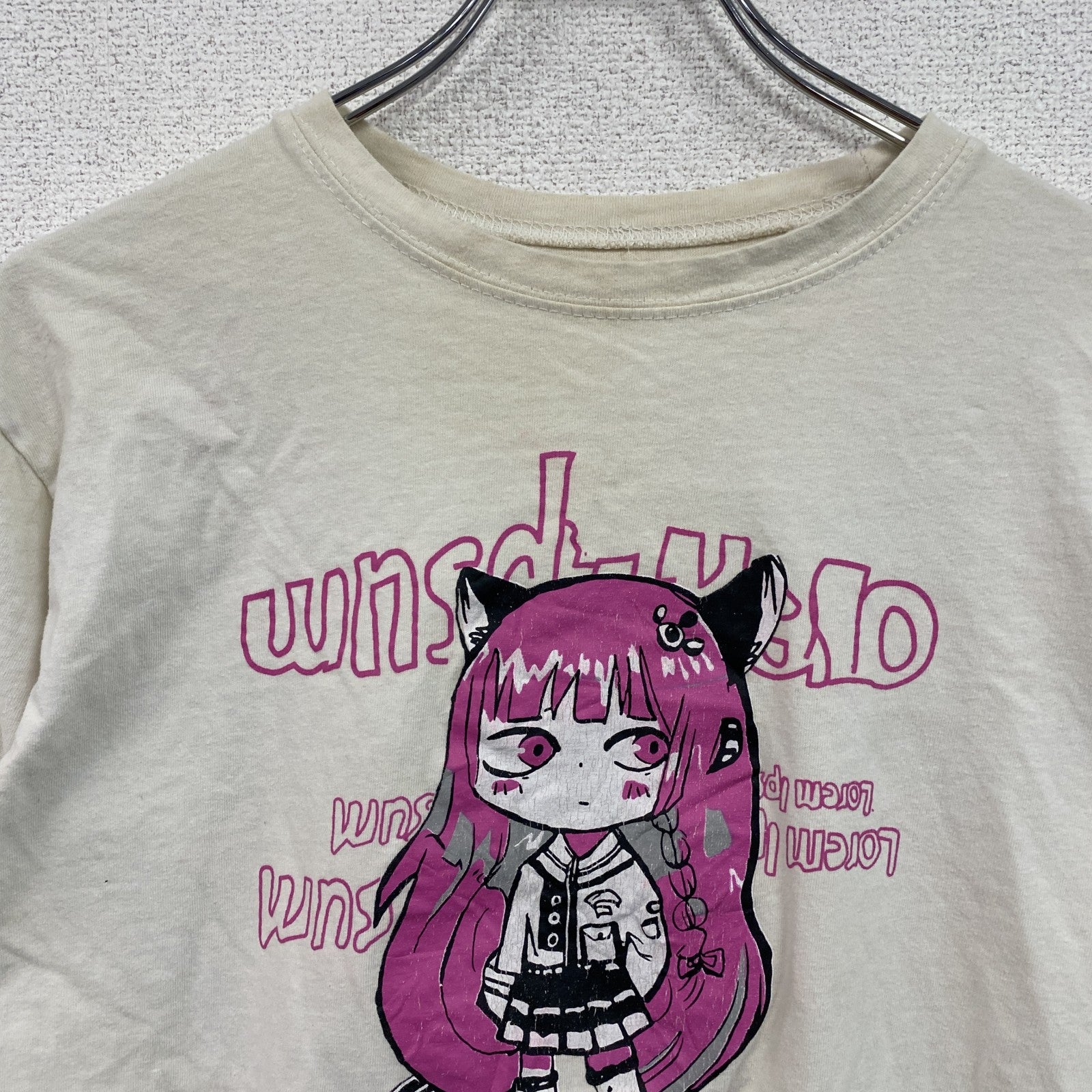 半袖プリントTシャツ　キャラクターT　サブカルチャー　白　ホワイト　古着