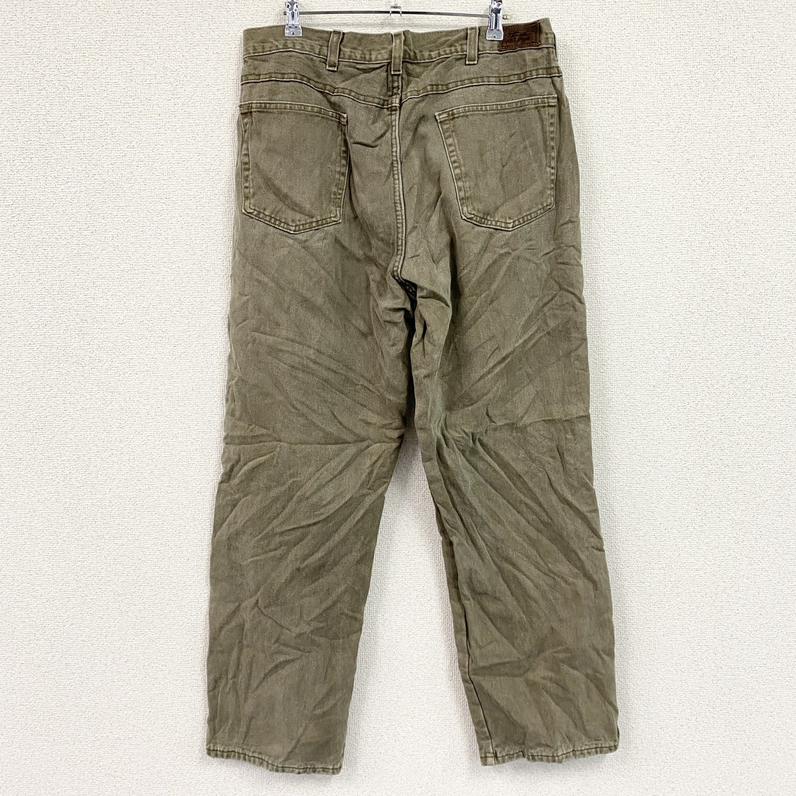 ～00s　L.L.Bean　エルエルビーン　デニムパンツ/ジーンズ　ジップフライ　革パッチ　ネル生地ライナー　茶色　ブラウン　W37サイズ　古着