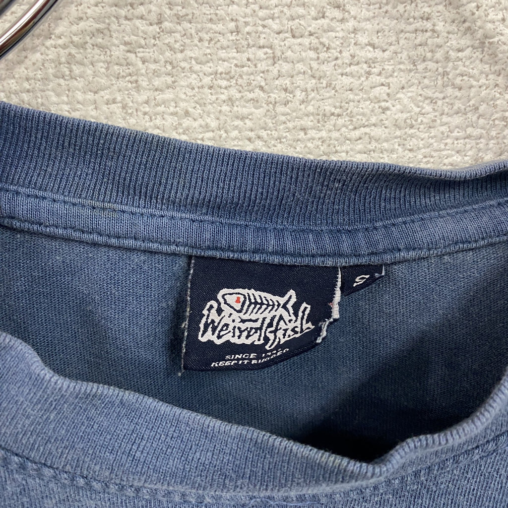 Weird Fish　ウィアードフィッシュ　半袖プリントTシャツ　ワンポイント　青　ブルー　Sサイズ　古着
