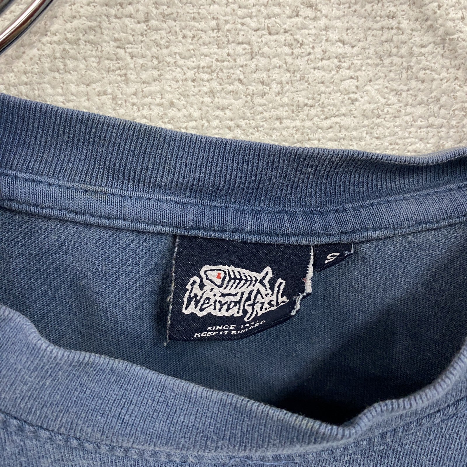 Weird Fish　ウィアードフィッシュ　半袖プリントTシャツ　ワンポイント　青　ブルー　Sサイズ　古着