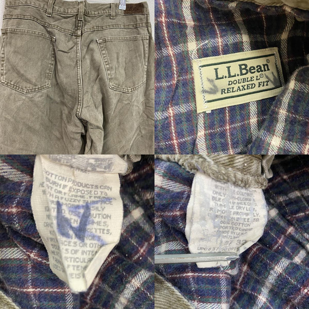 ～00s　L.L.Bean　エルエルビーン　デニムパンツ/ジーンズ　ジップフライ　革パッチ　ネル生地ライナー　茶色　ブラウン　W37サイズ　古着
