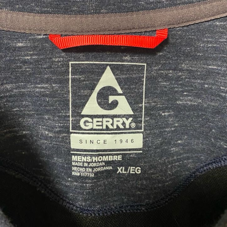 GERRY　長袖霜降り柄スウェット　トレーナー　シンプルデザイン　Vガゼット　ビッグシルエット　XLサイズ　古着
