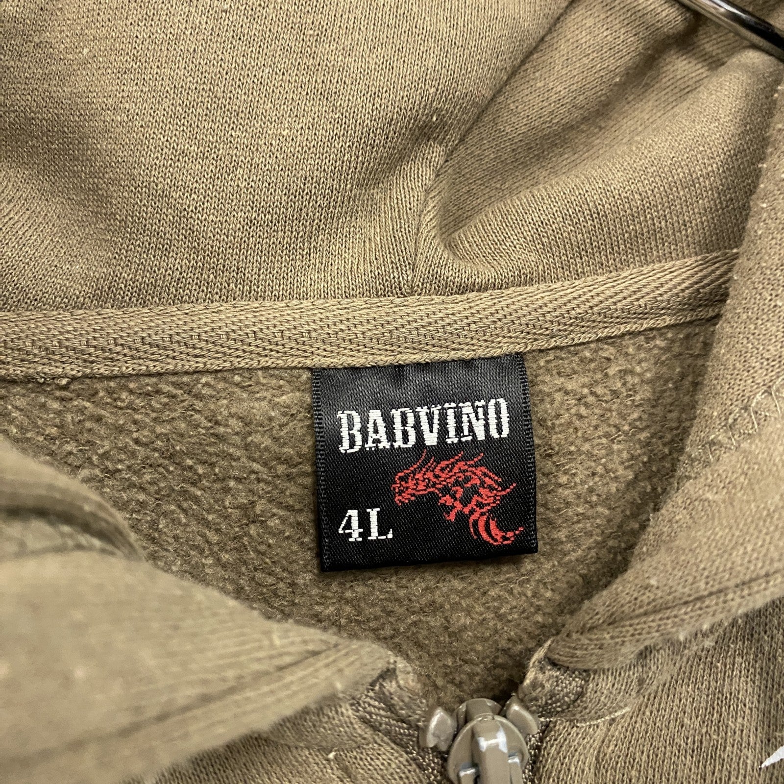 BABVINO　フルジップスウェットパーカー/フーディー　ベージュ　4Lサイズ　