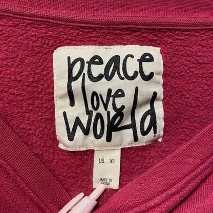 古着 used　peaceloveworld　長袖グラデーションロゴプリントスウェット　トレーナー　赤　オーバーサイズ　XLサイズ